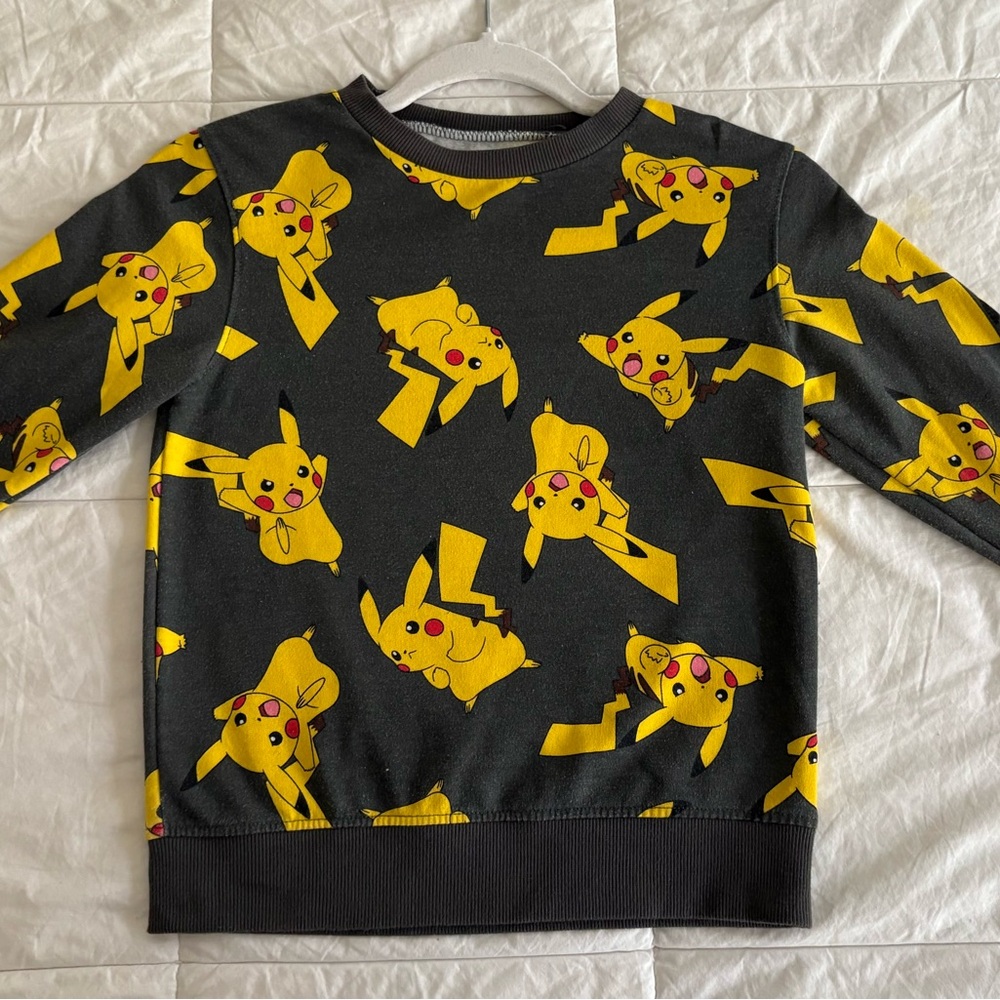 Kids Pikachu Graphic Sweatshirt - Charcoal, Black and Yellow